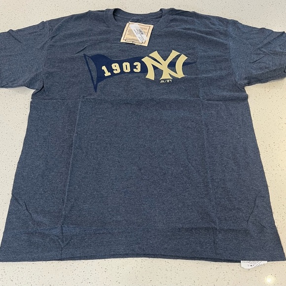 Majestic Blue Men New York Yankees Tee MLB Short Sleeve Size Large - Picture 1 of 10
